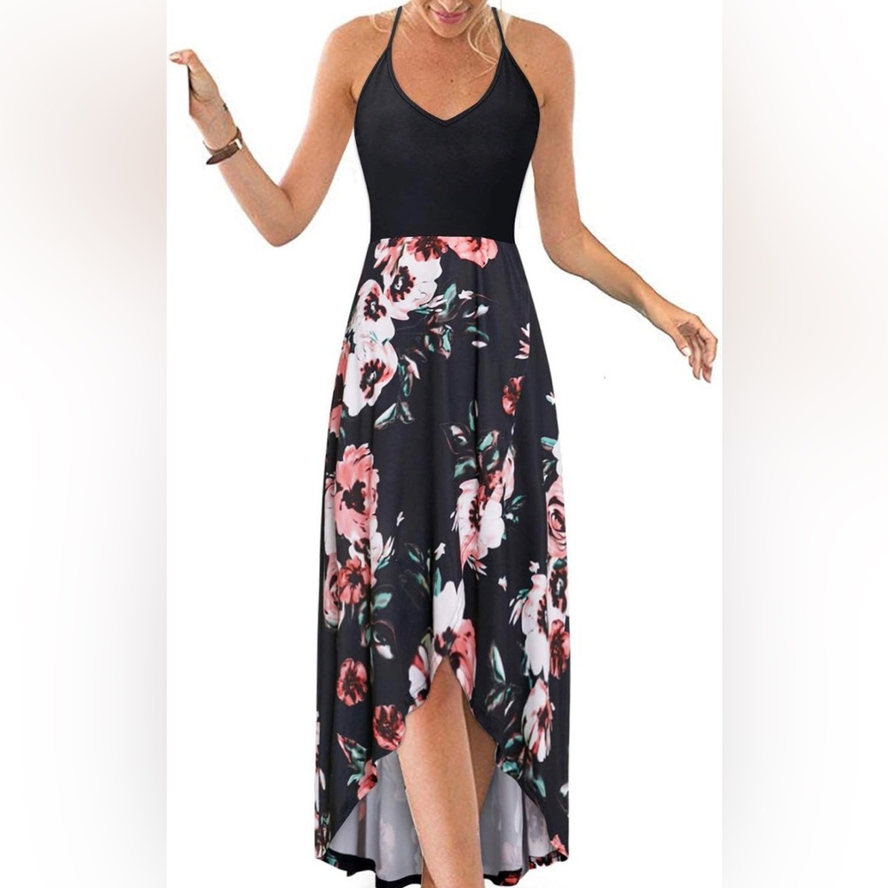 V Neck Sleeveless High Low Dress